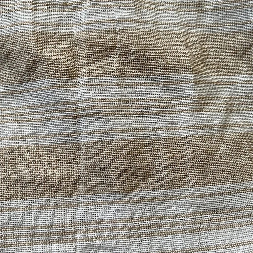 Turkish large towel peshtemal tan oatmeal and white stripe new